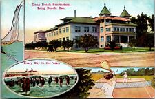 Postcard~Long Beach California~Sanitarium~Resort~Multiview~Tennis~Beach~c1912 picture
