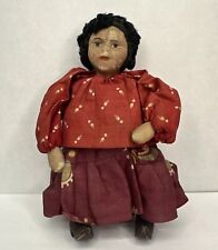 Vintage Doll Soviet Union Handmade Starch Cloth Carved Wood Boots Folk Art RARE picture