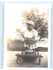 Vintage Photo 1940s, dapper toddler in antique bouncer, 3.5 x 2.5 picture
