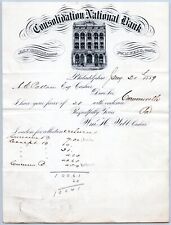 1889 Consolidation National Bank Letterhead Philadelphia PA Banking Collection picture