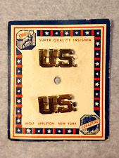 2 - WWII WW2 Era US Army Gold U.S. Collar Insignia Military Pins-Wolf/Appleton picture