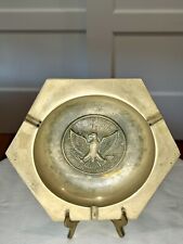 VTG Solid Brass American Eagle 9” Ashtray~Large Heavy~MCM~US Patriotic~Hexagon picture