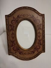 Burgandy/Gold Floral & Leaf Detailed Picture Frame.  Holds 4x6 Oval Picture picture