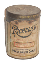 RARE c.1910 Richelieu Coffee 1LB Tin Can Paper Label SPRAGUE WARNER & CO CHICAGO picture