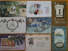 Lot of 8   NEW YEARS GREETINGS    Vintage Postcards   ca.1900's-1910's picture