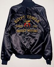 Vintage Egypt Temple Shriners Tampa Midget Motors Peggy Satin Bomber Jacket sz L picture