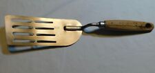 VTG EKCO ETERNA SLOTTED STAINLESS SPATULA LONG FLEXIBLE WOOD HANDLE picture