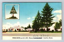 Seattle WA-Washington, AAA Pines Motel Antique Vintage Souvenir Postcard picture