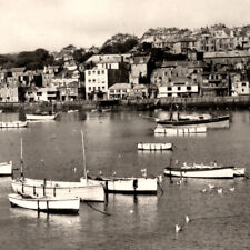 Antique 1920s RPPC St. Ives Harbor Boats Cornwall Village Parthm Postcard UK picture