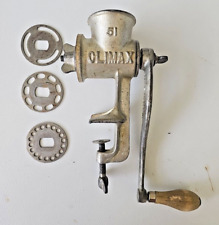 Vintage All Original Hand Crank Table Clamp Climax 51 Meat Grinder with 3 Blades picture