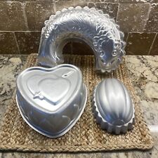 Lot of 3 Vintage Aluminum Jello molds or Cake Baking Pans, Wearever, Mirro picture