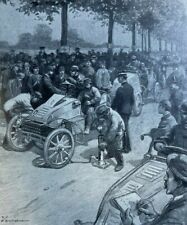 1901 Paris to Berlin Automobile Race Henri Fournier illustrated picture