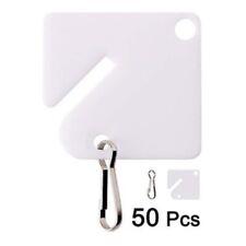 50 pcs Plastic White Key Tags Slotted Rack Split Ring Identify Bulk for Cabinet picture