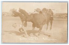Sharkey Postcard RPPC Photo The Famous Bucking Bull Doubleday Rodeo 1913 Antiue picture