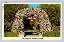 Jackson WY-Wyoming, Elk Horn Arch, Vintage Souvenir Postcard picture