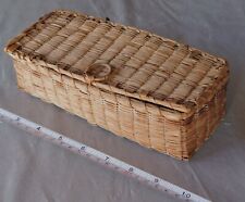 Antique Native American basket Penobscot ash splint Abenaki sweetgrass pen box picture