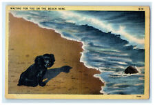 c1940s Waiting For You On The Beach Here Vintage Unposted Postcard picture
