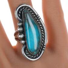 sz7 c1950's Smoky Bisbee turquoise Navajo Sterling ring picture