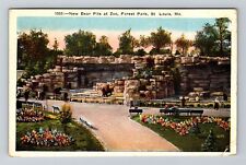 St Louis MO-Missouri, Forest Park New Bear Pits at Zoo Vintage Souvenir Postcard picture