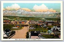 Livingston Montana~Main Street Birdseye View~Mountains Bkgd~1920s Postcard picture