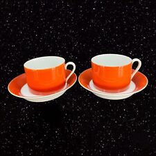 Fitz & Floyd RONDELET TERRA COTTA Cup & Saucer Red Porcelain Set 2 Ceramic VTG picture