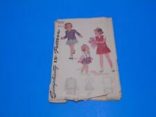 VTG 1940s Simplicity Sewing Pattern 1070 Girls Cardigan Jacket & Skirt Size 2  picture