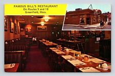 Greenfield Massachusetts Famous Bills Restaurant Multi View Chrome Postcard picture