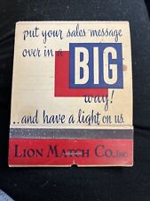 VTG FEATURE MATCHBOOK  LION MATCH CO. OVERSIZED MAIL ADVERTISING picture