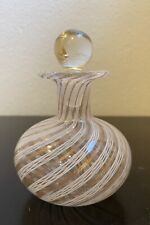 Vtg MURANO Latticino Ribbon Gold Fleck Art Glass PERFUME BOTTLE Stopper 4