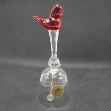 Vtg Titan Art Glass Red Bird Crystal Bell 6