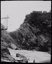 Glass Magic Lantern Slide TINTAGEL FROM THE BEACH C1910 PHOTO CORNWALL WINCH  picture