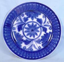 Garden Blue Spongeware Plate Holland Sponge Painted Antique Societe Ceramique picture