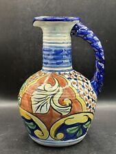 Talavera Venegas Pottery Pitcher Made in Mexico Floral 8.5
