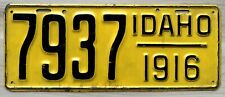 1916 Idaho License Plate - Repainted Condition - Solid Metal picture