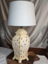 Vintage enameled porcelain table lamp floral design with shade preowned works  picture