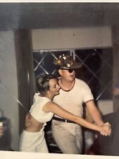 Vintage 1960s Polaroid Photo Cha Cha Cha Woman Crop Top Dancing Man in Hat Party picture