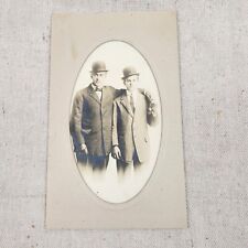 Antique Real Studio Photo Postcard Dapper Men Holding Hands Affection Pride Gay picture