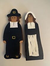 Handmade Wooden Pilgrims Hand Painted Thanksgiving picture