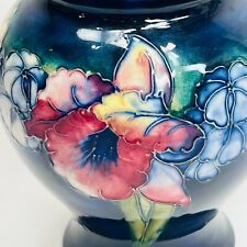 Moorcroft Art Pottery Cobalt Blue Vase with Red Orchid Design 1920's Earthenware picture