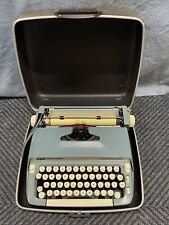 Smith Corona Vtg Super Sterling Green Typewriter with Case - For Parts Repair picture