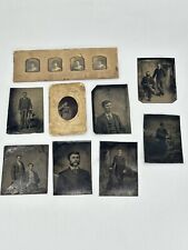 Lot of 9 Victorian Tin Type Photos Fancy Dressed Couples - Men - Women RARE picture