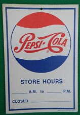 1950's Vintage Pepsi Cola Store Hours Card Stock Door Hanger Sign picture