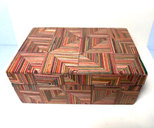 Rainbow laminated inlay style wood trinket box, 6