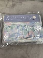 VT EILEEN WEST Twin FLAT Sheet ROSE GARDEN 100% Cotton Pale Blue Floral picture