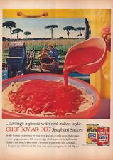 1958 Chef Boy Ar Dee Spaghetti Sauce Print Ad Meat Mushroom Roman Countryside picture