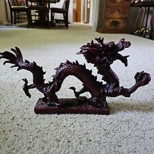 Vtg Carved Red Resin Chinese Dragon  Lucky God Figures Priced to sell picture
