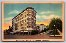Linen Postcard Chehalis Washington St Helens Hotel Advert Autos 1939 Unposted picture