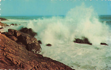 Maine ME, Vacationland, Rolling Surf, Vintage Scalloped Postcard picture