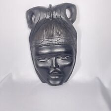 Vintage  African Tribal Face Mask Hand Carved Wood  Wall Hanging 14.75” Tall picture