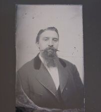 Antique 1890s Tintype Photograph Victorian Gentleman Goatee Mustache Portrait  picture